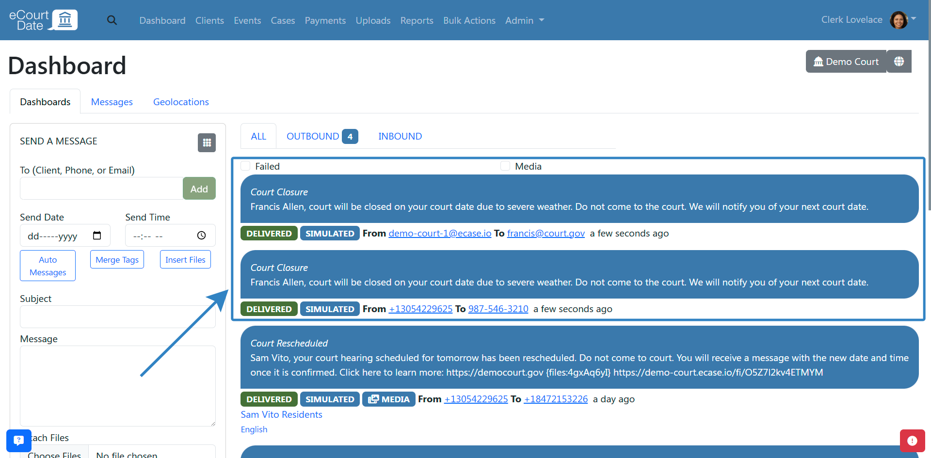 Messages are now shown in dashboard